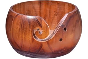 Djowyh Bol de fil en bois fait à la main - Bol de fil en bois portable pour projets de tricot et de crochet - Surface lisse - Protège la laine - Empêche les nœuds