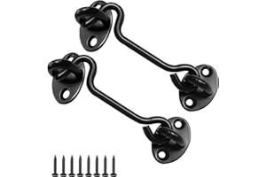 HZZYCER Hook and Eye Latch - 2 Pcs 75 mm Cabin Hook Gate Hook Lock Stainless Steel Heavy Duty Gate Latch for Window, Garden, Door
