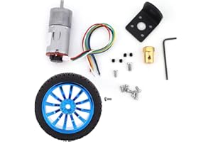 GAROSA DC 12 V DIY Encoder Getriebemotor mit Halterung 65mm Magnetgetriebe Motor Rad Kit Micro Drehzahlreduzierung Motor Vollmetallgetriebe für Smart Auto Roboter Modell DIY(40RPM)