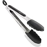 Frihet köks- och grilltång, 23 cm med klicklås, kokstång med värmebeständiga ändar, kökstång med stabilt rostfritt stålhandta