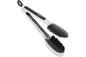 Leifheit ProLine Pinze da Griglia, in Acciaio Inox e Silicone, Inossidabile, Argento/Nero, 23 cm