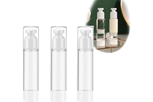 katmerio 3 STÜCKE 50ml Kunststoff Airless Pumpspender Leer, Pumpflasche, Plastikflaschen für Kosmetik, Leer Lotion Pumpflasche für Reise Home Verwendung