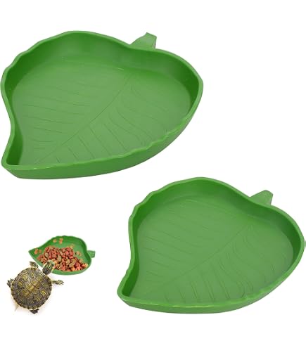 2 Stück Reptilien-Futternäpfe In Blattform, Grün, Für Schlangen, Eidechsen & Kleintiere