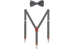 DEBAIJIA Baby Kinder Schick Hosenträger mit Fliege Etui 1-8 Jahre Jungen Mädchen Suspenders Retro 3 Clips Elastisch Gürtel Längeverstellbar