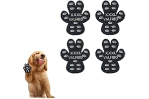 VALFRID Protecteur de Patte de Chien Robuste Anti-dérapant 24 pièces, jetable Auto-adhésif résistant Chien Chaussures Bottillons Chaussettes XXXL