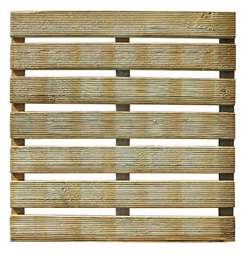 10 Stück Siena Garden Holzfliese Salma, Bodenfliesen, geriffelt 50 x 50 cm, Holzstärke: 28 mm, 7+3 Latten, kesseldruckimprägniert, Kiefer