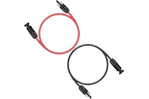 iGreely 6mm² Solar Panel Extension Cable, Solar Extension Cable with Female and Male Solar Connector, 1M Solar Cable for Solar Panel and Charge Controller (1M Red + 1M Black)