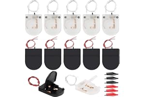 MKBKLLJY 12 Stück Knopfbatteriehalter CR2032 1 x 3 V Knopfzellenhalter Schwarze/transparente Batteriebox-Abdeckung mit Drähten 14,8 cm/5,8 Zoll Ein-/Ausschalter-Buchsenbehälter mit Krokodilklemme