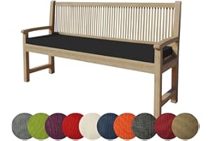 chilly pilley Coussin De Banc Housse Amovible Lavable Zip avec Passants Coussin pour Banc De Jardin Terrasse (140 x 50 x 5 cm, Noir)