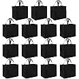 Tosnail 15 Pack Large Reusable Grocery Tote Bags with Handles, Foldable Non-Woven Shopping Bags, 33x38x24cm - Black