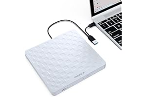 ORIGBELIE Masterizzatore DVD Esterno USB 3.0 Type-C 13mm Ultra Slim CD DVD +/-RW Drive, Plug & Play Lettore CD Esterno per PC Portatile Desktop Windows 11/10/8/7 Linux Mac OS (Bianco)