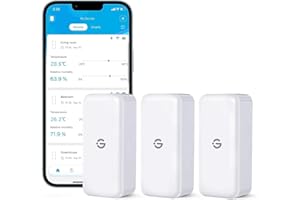 GoveeLife Termometro igrometro con sensori interni, confezione da 3, mini misuratore di temperatura Bluetooth e umidità dell'aria con notifica e memorizzazione dei dati, adatto per serra, cantina