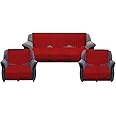 Kuber Industries Floral Sofa Cover 5 Seater|Cotton Sofa cover 3 Seater and 2 Seater|Full cover Set for Couch Seat|Pack of 6 (Maroon)