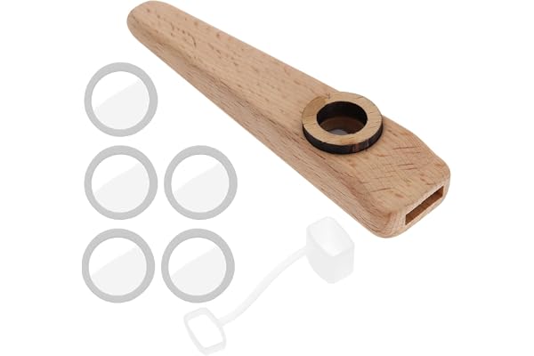 LT Easiyl 1 ensemble Kazoo en Bois Orff Instruments Partenaire Musical Kazoo pour Guitare Ukulélé Violon Piano Accompagnement avec Membrane Incluse 103x25x15mm