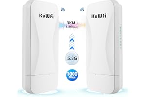 Gigabit WLAN Bridge Outdoor KuWFi 3KM 5.8G Point to Point Wireless Bridge, Outdoor WiFi Bridge Access Point mit 14dBi Antenne,1000Mbps LAN Port, 48V PoE Adapter, für Netzwerk, Kamera, CCTV, Starlink