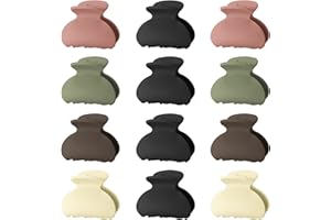 Lolalet Pack of 12 Small Hair Clips Claws, Mini Hair Claws Clips for Women Girls Thick Thin Fine Hairstyle Clips Strong Matte Acrylic Hair Styling Accessories -Style B