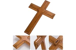 Hahhhha Wall Mounted Crosses Jesus Cross, Catholic Crucifix Jesus Christ Wooden Crosses Party Meditation, Religious Home Decor, Rustic Christian Wall Cross Great for a Man's Bedroom(Apricot)