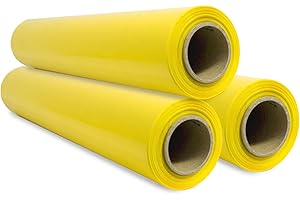 SIDI GLOBAL MARKET Film para Embalar, Film Amarillo, Papel Film, Rollo de Plastico Protector Muebles, Cajas Mudanza, Plastico Cubretodo 50cm x 300m estirables - SIDI (3 unds, Amarillo)