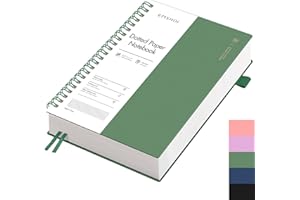 ‎EMSHOI EMSHOI Notizbuch A4 Gepunktetes, Bullet Dotted Journal, Notizblock 300 Seiten/150 Blatt, 100 gsm Punktrasterpapier, PVC Hardcover, für Damen, Herren, Büro, Schule, Schreiben, 21.5 x 27.9 cm-Tintengrün