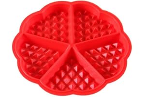 Selecto Bake Silicone Waffles Mould and Pancakes Mould - Non-Stick Mini Heart Muffin Mould - Good for Slimming World Waffles and Breakfast Recipe, Red