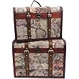 Luxury Storage Wooden Trunk Chest Gift Box Set of 2, Chest Dimensions: 43 x 30 x 33 cm and 39 x 27 x 23 cm - Gift ideas for Christmas, Birthday, Toy Box, Memory Box