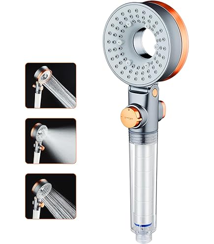 Pulifer Doccino Filtrante Ad Alta Pressione – 3 Modalità + Pausa, Supporto Americano E Gunmetal, Tubo Inox 1.5m, 10 Filtri Anticalcare Per Doccia Energizzante