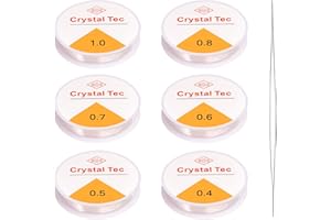 CIMOYBAI 6 Pcs Fil Élastique pour Bracelets Transparent, 0.4mm 0.5mm 0.6mm 0.7mm 0.8mm 1.0mm Fil pour Bracelet Perle Transparent, Fil Nylon pour Bracelet pour Collier Bracelet Artisanat DIY