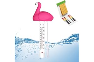 SUAFLNY Thermometre Piscine, Thermomètre Eau Flottant, Thermomètre Flottant avec Ficelle, Cartoon Mignon Thermomètre, Thermomètre pour Piscine Intérieure et Extérieure, Spa, Basin (Flamants)