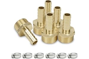 Bwintech 6 piezas de accesorios de espiga para manguera, 3/4" BSP macho x 10 mm conector de espiga con 6 abrazaderas