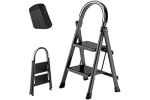 VEOOL 2-Stufen Klappbare Trittleiter - Vielseitige Leiter mit Tritthocker für Haushalt und Baumarkt - Faltbare Stehleiter, Trittstufe, Treppenleiter - Leiter Klappbar