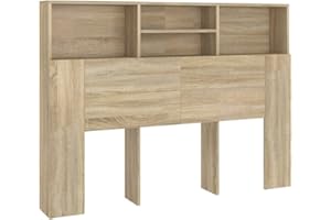 vidaXL Mueble Cabecero Armario de Cama con Almacenaje Pared Dormitorio Estantería Habitación Libros Decoraciones Color Roble Sonoma 140x19x103,5 cm