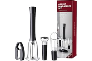 FBBULES Set de Tire Bouchon Pompe à Air, Inclut Ouvre Bouteille, Coupe-Capsule, Bouchon Bouteille & Verseur, Vin Accessoire Professionnel, Cadeau pour les Amateurs de Vin Noël