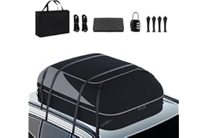 BCIYIIYIC BCIYIYIC Auto Dachbox 15 Kubikfuß Faltbare Dachbox Aufbewahrungsbox, wasserdichte Dachverpackung Dachrahmen Verpackungsbox passend für alle Fahrzeuge mit/ohne Gepäckträger (Grey/Black) 1000D