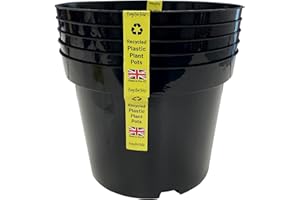 Kingston Tools Premium Recycled Plastic Garden Planter Pot – Heavy Duty Plant Flower Pots – Indoor Outdoor Home Décor Gardening Planters – Capacity: 10L, Black – Pack of 5