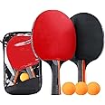 Symagalbst Table Tennis Bats, Professional Table Tennis Set Ping Pong Bats Set with 2 Paddle, 3 Table Tennis Balls and 1 Bag, Ideal for Beginners, Professionals Indoor Outdoor Play