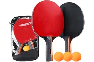 Symagalbst Table Tennis Bats Set, Professional Ping Pong Bats Set with 2 Paddle , 3 Table Tennis Balls and 1 Bag, Ideal for Beginners, Professionals Indoor Outdoor Play