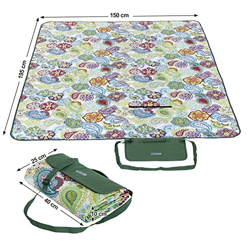 Songmics Picknickdecke Campingdecke maschinenwaschbar wärmeisoliert mit Tragegriff faltbar 195 x 150 cm GCM80M - 3