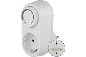GAO REV Steckdosendimmer – Dimmer für LED, Glüh- & Hochvolt-Halogenlampen - einfache Plug & Play Lösung mit Ein/Aus-Drehschalter & erhöhtem Berührungsschutz, weiß