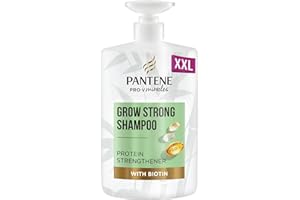 Pantene Grow Strong Shampoo with Biotin & Protein Strengthener 1L XXL pump. Helps Reduce Hair Loss Due to Breakage for Hair that Grows Long & Strong. For Dry Damaged Hair, helps promote hair growth.