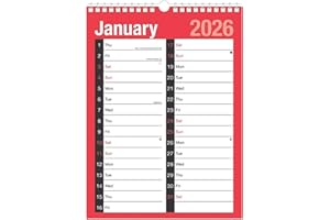 WIDDLE CELEBRATIONS 2026 A4 Large Print 2 Column Calendar 8032