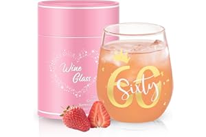 Yalucky Verre à vin amusant pour 60e anniversaire de mariage pour femme, cadeau de départ à la retraite pour elle, cadeau d'anniversaire de mariage pour meilleure amie, maman, sœur, épouse, tante,
