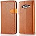 Produktbild Galaxy J3 (2016) Hülle, J310 Hülle, LANOU Ledertasche im Bookstyle Handyhülle mit Ständer + Kartenfach PU-Leder Tasche Flip Handys Case Multifunktionale Brieftasche Etui Schutz Hülle für Samsung Galaxy J3 (2016) Licht Brown