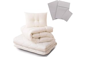 ‎EMOOR EMOOR Japanische Faltbarer Futon Matratze für Tatami CLASSE mit Baumwolle Spannbetttuch,100 x 200 cm (Grau), Hergestellt in Japan, Bodenmatratze Baumwolle