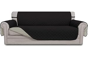 Greatime Reversibler Sofaüberzug Übergroß-3-Sitzer, Wendbarer Sofabezug für Kinder Hunde Katze, Waschbarer Sofaüberwurf, Möbelschutz Couchbezug mit Gummiband, Schwarz/Beige