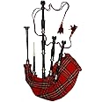 Bagpipes Full Size for Beginners and adults with Beautiful Black Finish- Practice chanter with Accessories- Bag Pipe Adult (Black Royal Stewart)