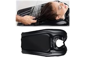 JOWFAY Lavatesta per Lavandino Casa Gonfiabile, Lavatesta Portatile per Capelli Lavatesta Parrucchiera Professionali Poggiatesta Lavandino Casa Nera del Pvc per i Disabili Bambini Incinti Anziani Ferit