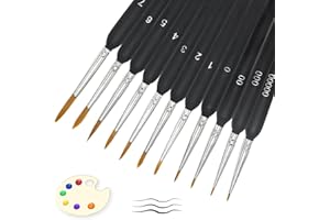 hautllaif 11 Pcs Fine Paint Brushes Artist Painting Brushes, Versatile Miniature Brush Set for Fine Detailing & Art Painting – Perfect for Acrylic, Watercolor, Oil and Gouache Paints