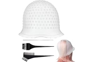 CLKE 4PCS Professional Highlighting Kit, highlighting cap, streaking cap, highlight kit, highlight cap and hook kit pre holed, Silicone Reusable Streaking Caps for Hair Dye for Women & Men(White)