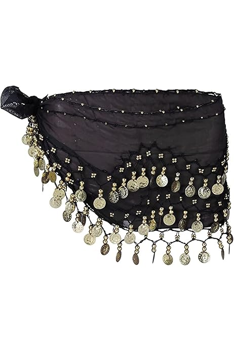 Cintura Per Danza Del Ventre - Con Monete Dorate, Chiffon, 140 Cm, Per Donne E Ragazze (1 Pezzo) - Foto 7