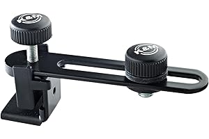 K&M 24035 Support de microphone pour batterie Noir - filetage 3/8" - coulissant en continu - acier, avec amortisseur de vibrations
